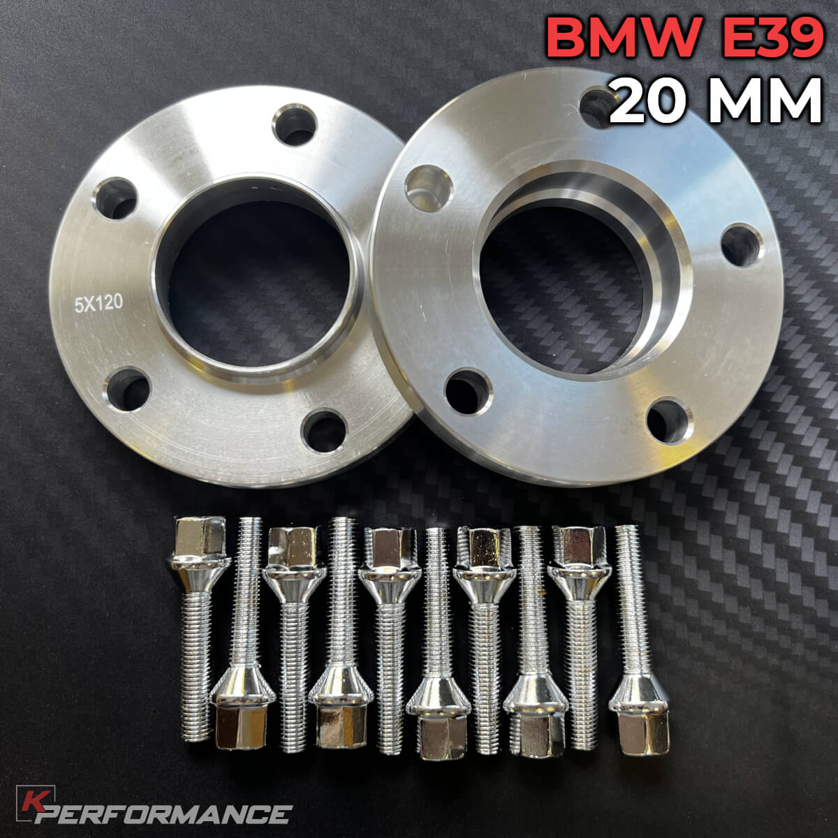 Wheel Spacer Kit With Bolts 5x120 / 74.1 - BMW E39 (20MM) 20mm thickness BMW wheel spacer kit with bolts suitable for the 5 Series BMW E39 model only