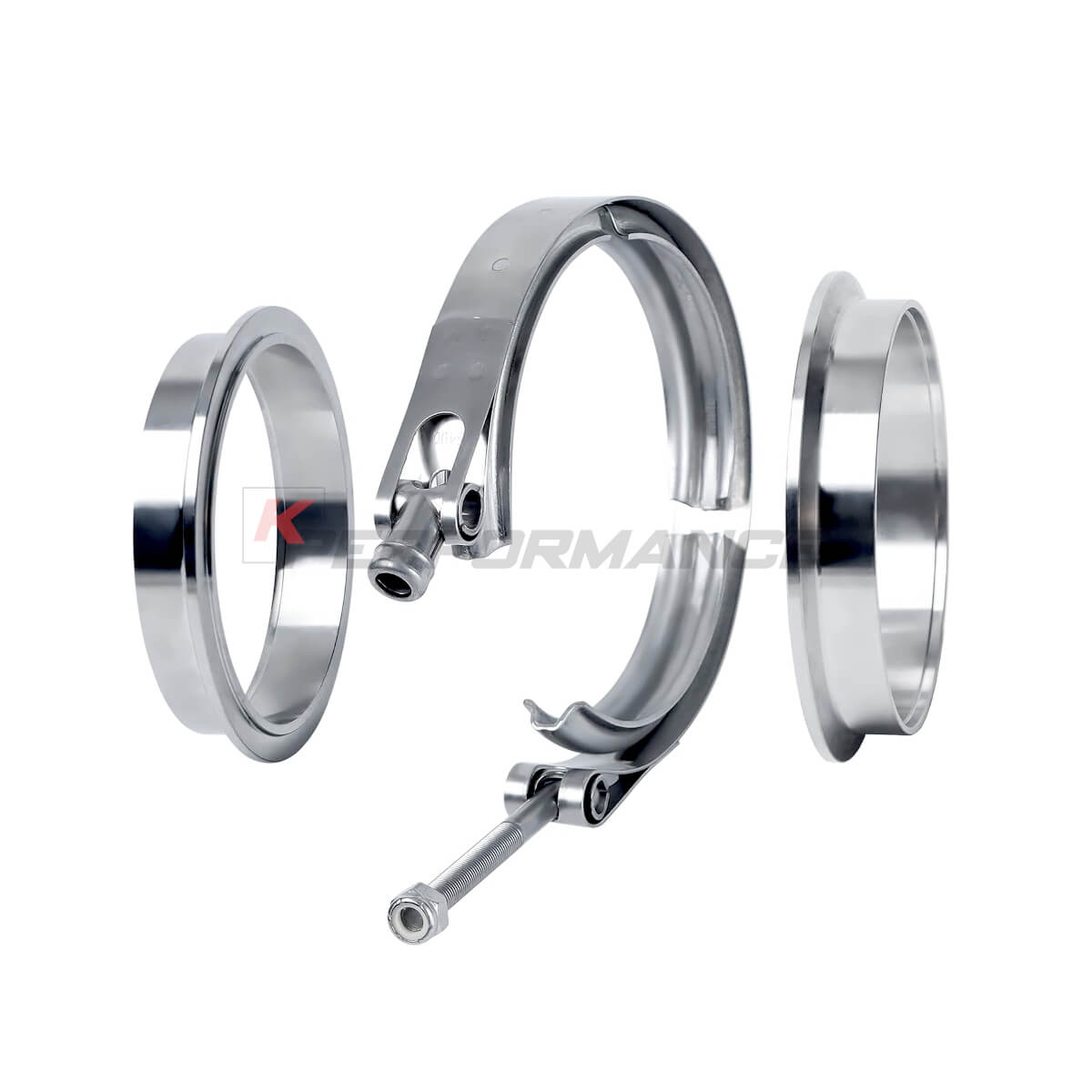 Epartsgogo 3.5" Stainless Steel V-Band Clamp Kit – 88.9mm – Includes 2 Flanges – Universal Turbo Exhaust